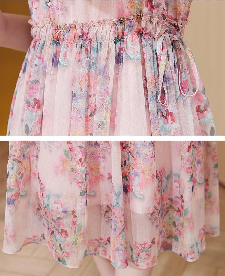 Elegant Floral Silk Summer Dress for Middle-Aged Women - 2026 Beach Vacation Style