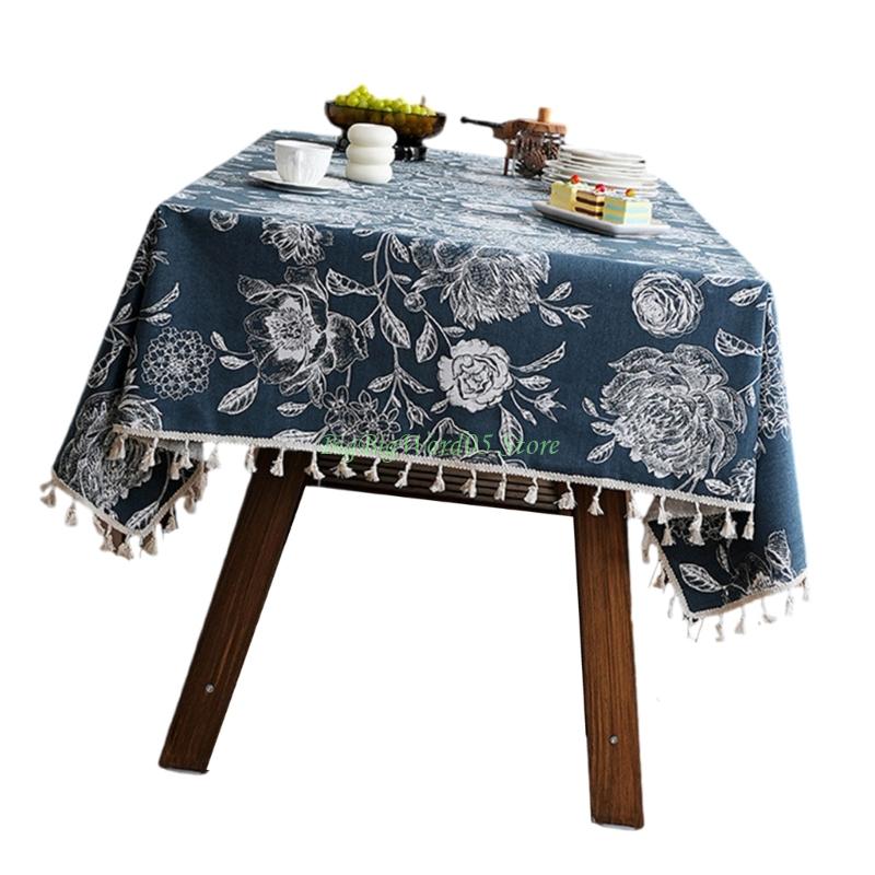 24TE Fleckschutz Blumen Tischdecke Waterproofie Polyester Tischdecke Pflegeleicht Home Office Dekoration