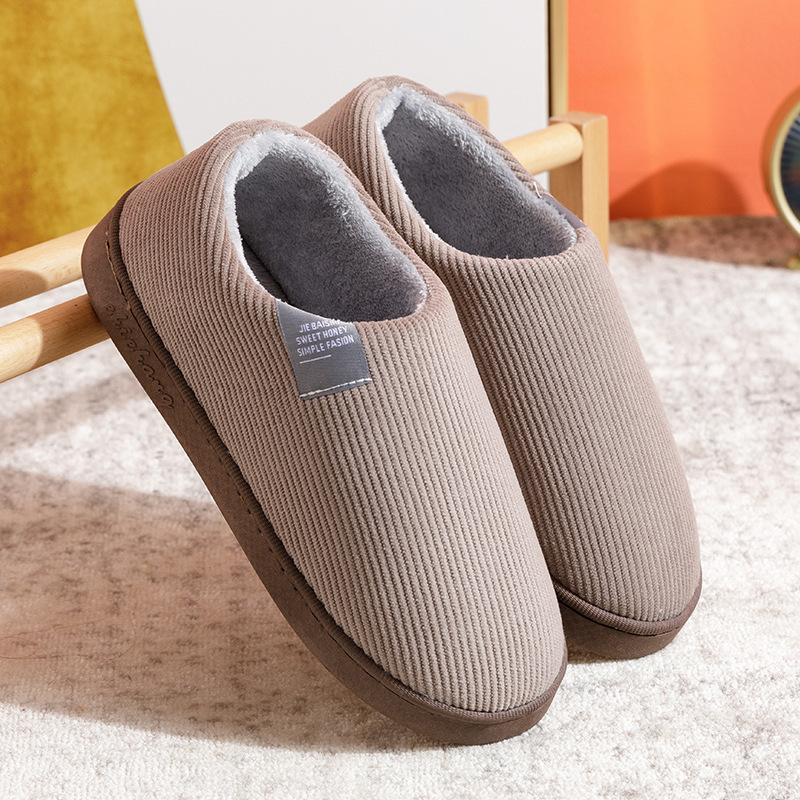 Bag heel cotton slippers women's autumn and winter couple indoor household thick-soled warm home non-slip plush confinement shoes men