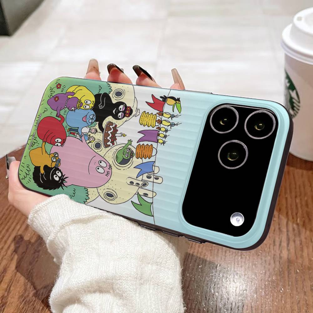 Cartoon Barbapapa Phone Case For IPhone 17 16 15 14 13 12 11 Corrugated Frosted Soft Cover Anti-Slip
