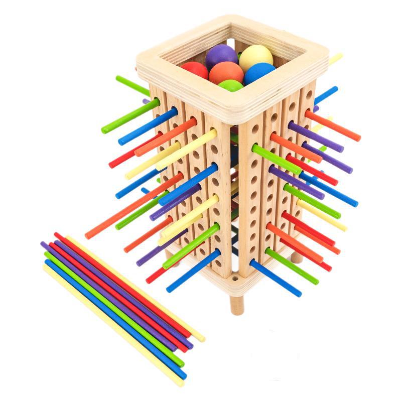 Farbenfrohes Holzstäbchen-Puzzlespiel: Interaktives Eltern-Kind-Lernspielzeug mit Bausteinen