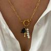 Creative Grape and Blueberry Shell Pendant Necklace Everyday Wear Jewelry Titanium Steel Texture for Fashion Lover