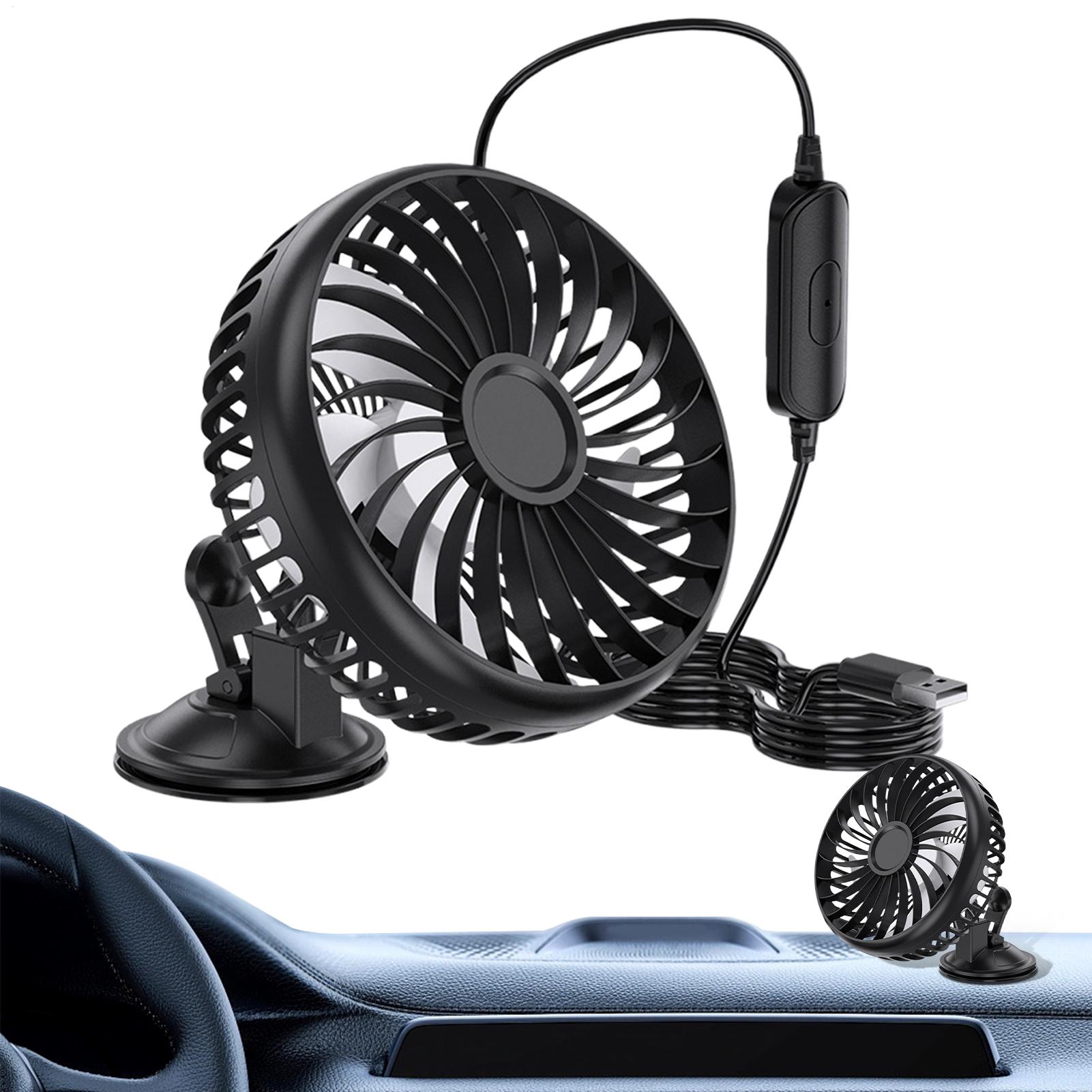 

Car Fan Air Blower with Suction Cup Quiet USB Powered Fan with 3 Levels for Tent Desk Outdoor Travel Driver Cabin Golf Cart CN