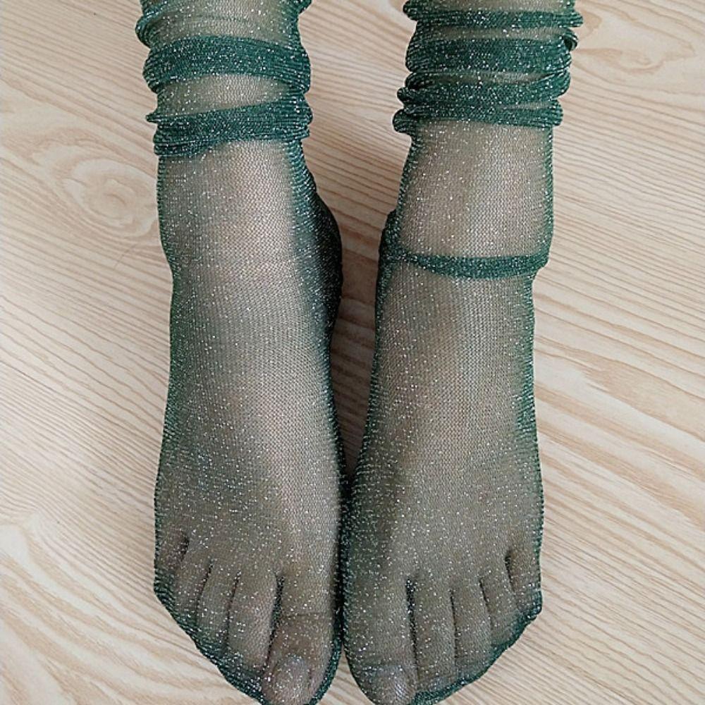 Fashion Transparent Simple Elastic Glitter Silk Hosiery Korean Style Socks Shiny Women Thin Socks