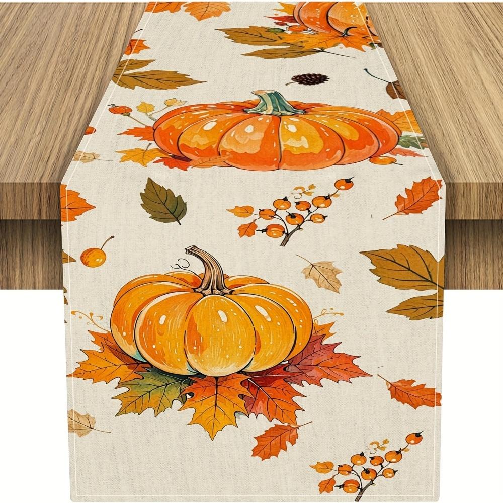 1 pièce, Chemin de table Feuilles Citrouille Automne, Décoration Fête d'Automne Thanksgiving Récolte45x30, 90x33, 150x33, 180x33, 220x33,260x33 150x33cm orange