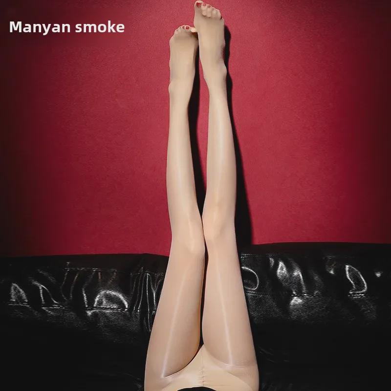 Manyanyao Series 1D lesklé punčochové kalhoty s uzavřeným rozkrokem - Sexy olejové punčochy 7146