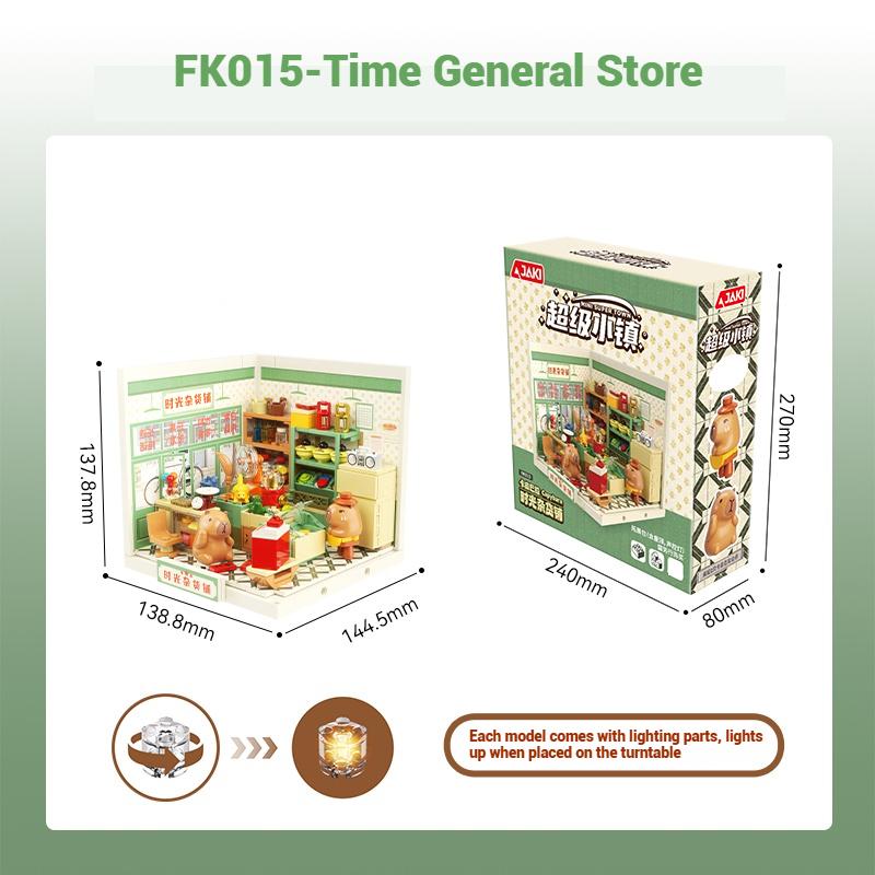 Jaki Super Town Building Blocks Toys Street Scene General Store Model Assembly Toy Desktop Ornament Children'S Birthday Gift