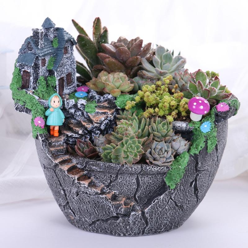Succulent Plants Planter Flowerpot Resin Flower Pot Desktop Potted Holder Home Garden Decoration Plants Holder