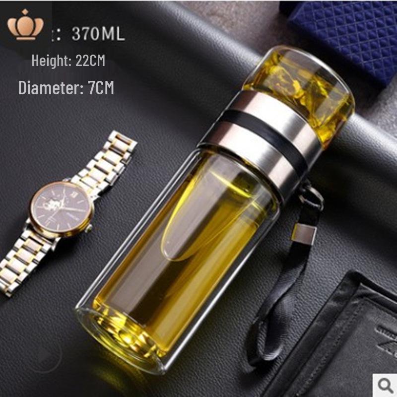 Double Wall Glass Tea Infuser Cup: Portable, Insulated, High Borosilicate Glass with Stylish Design for Travel
