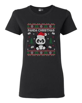Ladies Merry Panda Christmas Cute Bear Funny Gift DT T-Shirt Tee Unisex T-Shirt