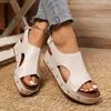 Summer new summer women's platform fish mouth sandals large size Velcro rivets muffin women's sandals