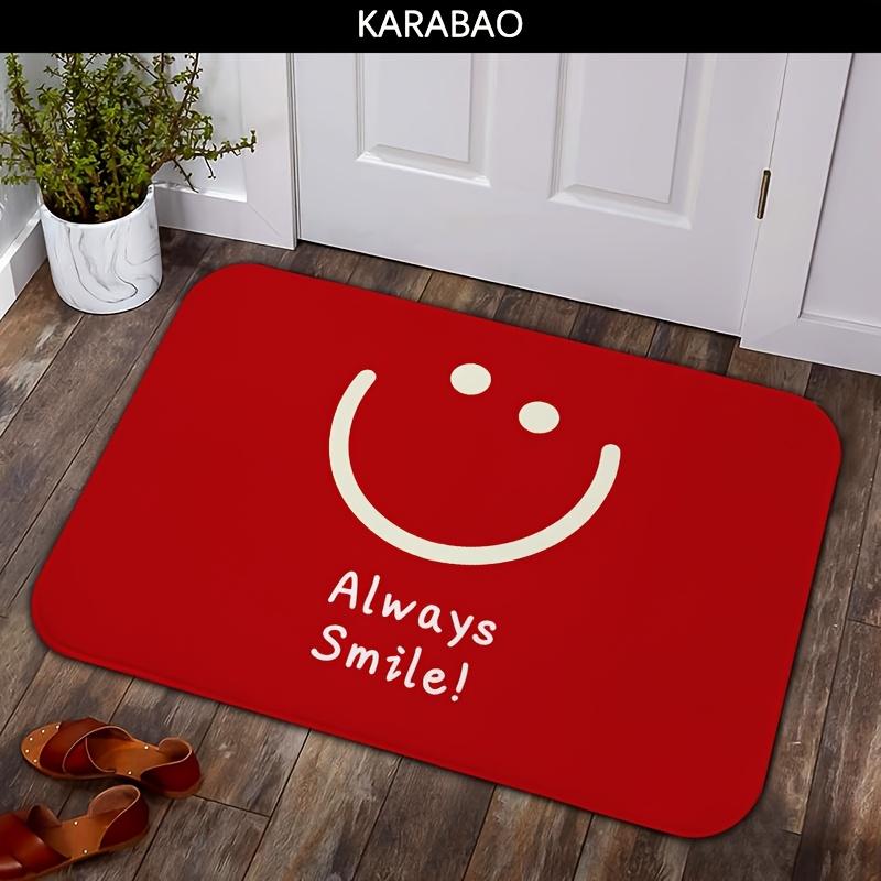 

VIKAMA Red Smiley Face Doormat: Non-Slip, Noise-Reducing Entryway Mat for Front Doors, Hallways, Bathrooms, and Home Decor 40cm x 60cm