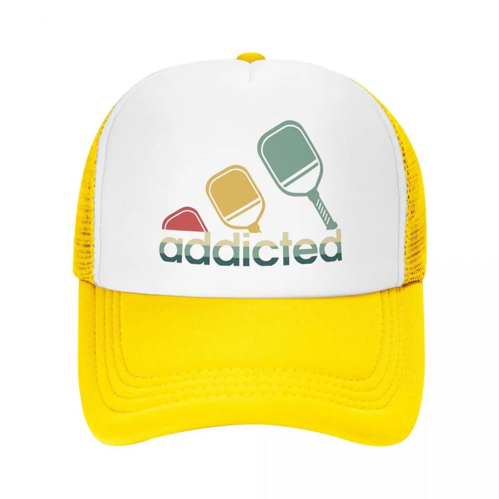 Addicted To Pickleball Sports Mesh Golf Hat Caps Outfits for Women Unisex Adjustable Baseball Cap Mesh-Back Cooling Breathable Caps
