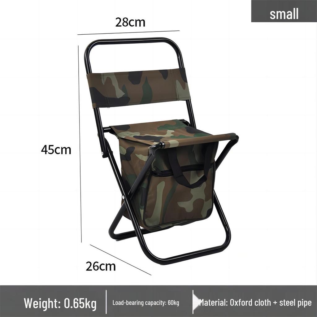 Portable Outdoor Folding Fishing Chair-Stool with Backrest and Storage Bag