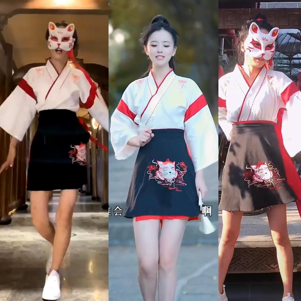 Shrine maiden costume cosplay mini long hakama Taisho Roman Hanfu shrine Japanese clothing cute Halloween Christmas school festival cultural festival