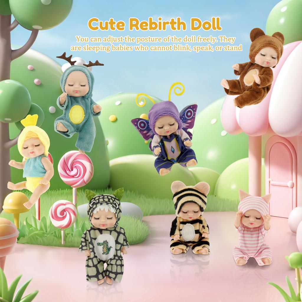 6/12 Pcs Sleep Baby Doll Plastic Small Baby Doll Toy Simulation Rebirth Dolls Mini Cute Dolls Cartoon Kids Toys Small Ornaments