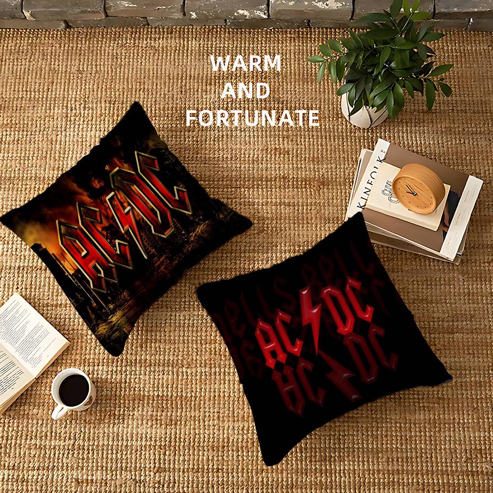 A-AC-DC Band Kissenbezug Auto Wurfkissenhülle Für Sofa Auto Weihnachtsgeschenk 40x40cm 45x45cm