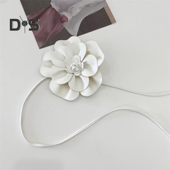Boho Flower Waist Belt for Women Girls Floral Faux Leather Rope Waist Band Wedding Dress Thin Waistband