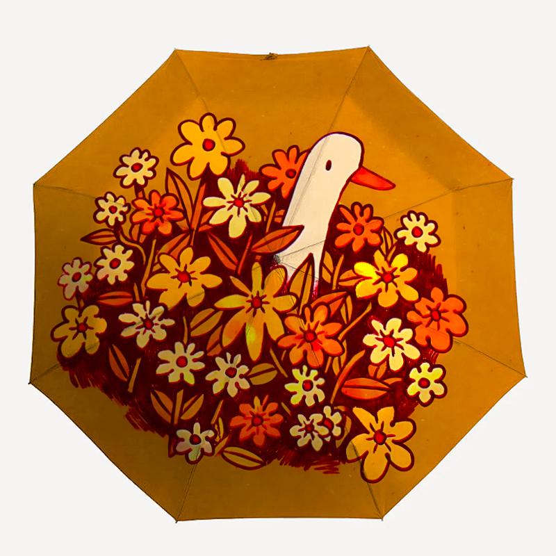 

1pc Floral Duck Umbrella That Opens Closes Automatically Perfect Gift with a Convenient Folding Mechanism 11