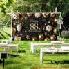 2D Luxuriöser 88. Geburtstag Hintergrund, Schwarz-Gold-Thema mit Krone & Geschenk für Party