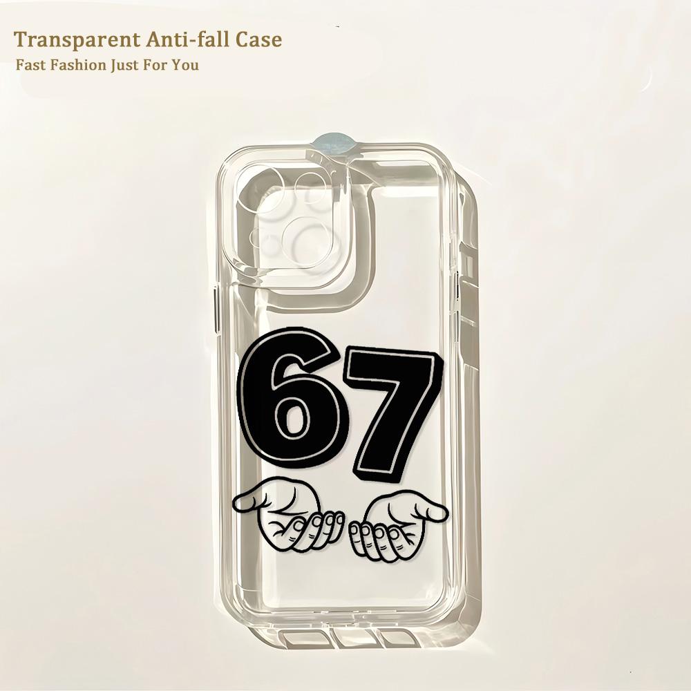 Phone Case For Bold Number 67 Graphic iPhone 17 16 16e 15 14 13 12 11 Mini Pro Max X XR XSMax 8 Air Plus Transparent Back Cover