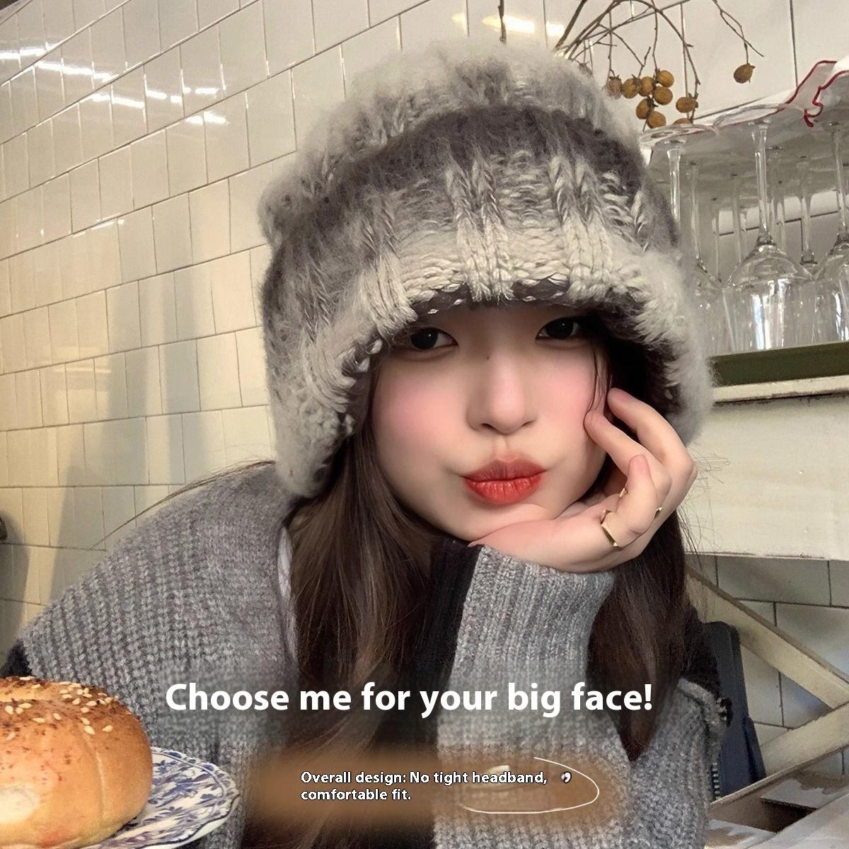 

Вязаная шапка бини стрейч для большой головы, толстая теплая шапка с ушами для мужчин и женщин, очень теплая зимняя шапка для холодной погоды w1