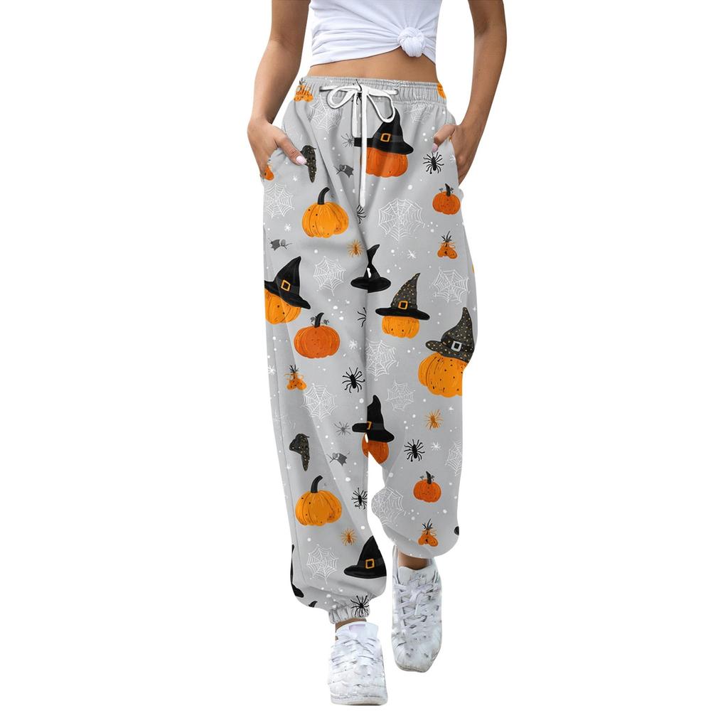 Women's Sports Pants With Pockets Fashion Print Elastic Waist Pants Casual Sweatpants Pants