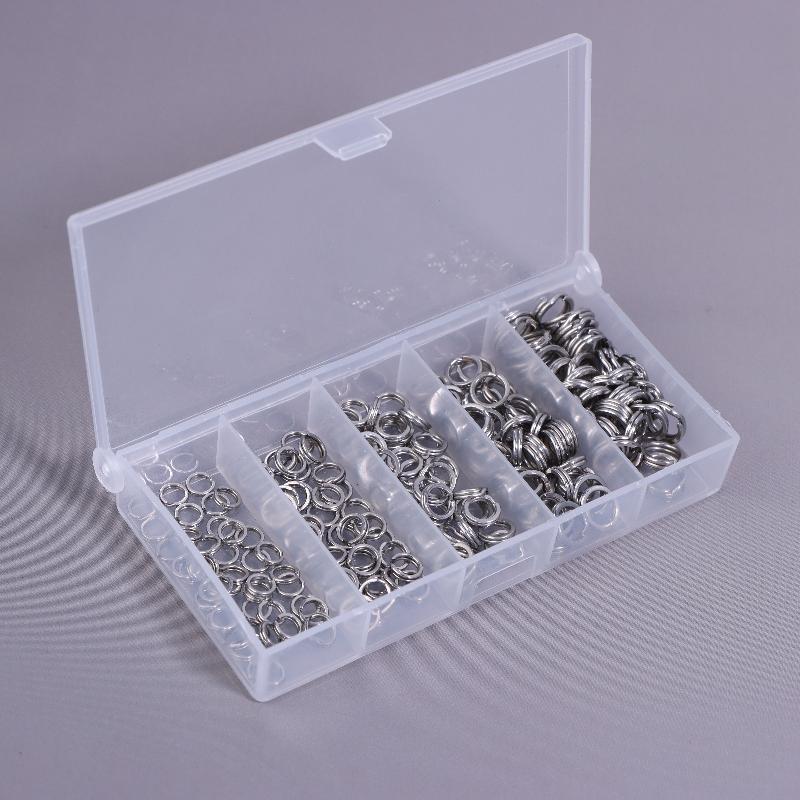 Stainless Steel O-Shaped Ring Set 200Pcs Fishing Split Ring Kit Fishing Lures Connectors Fishing Jigging Tackle Split Rings Set