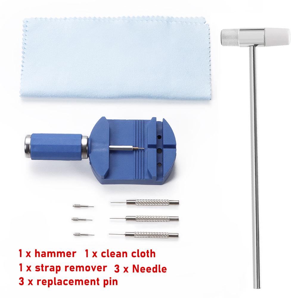 Watch Repair Tool Set Watch Link Band Slit Strap Bracelet Chain Pin Remover Adjuster Tool Kit Clean Cloth Watch Accessories
