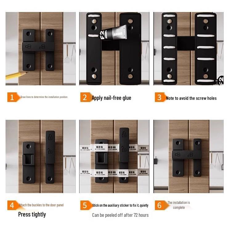 Punch-Free Slide Bolt Latch for Bathroom and Indoor Doors