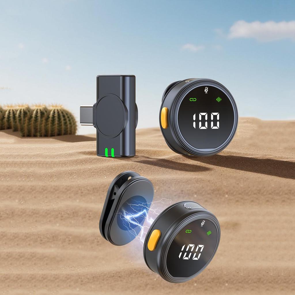 H25 Wireless Clip-On Microphone: Noise Reduction, Outdoor Video/Live Broadcast, Digital Display, Compact Size.