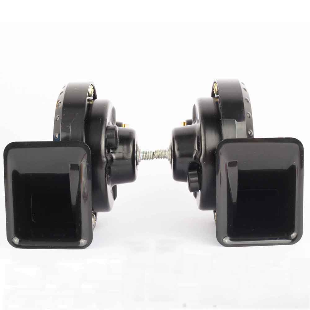 2 Pcs Black Universal 12V Loud Dual-tone Snail Electric Horn 110dB For Car Truck Motorcycle