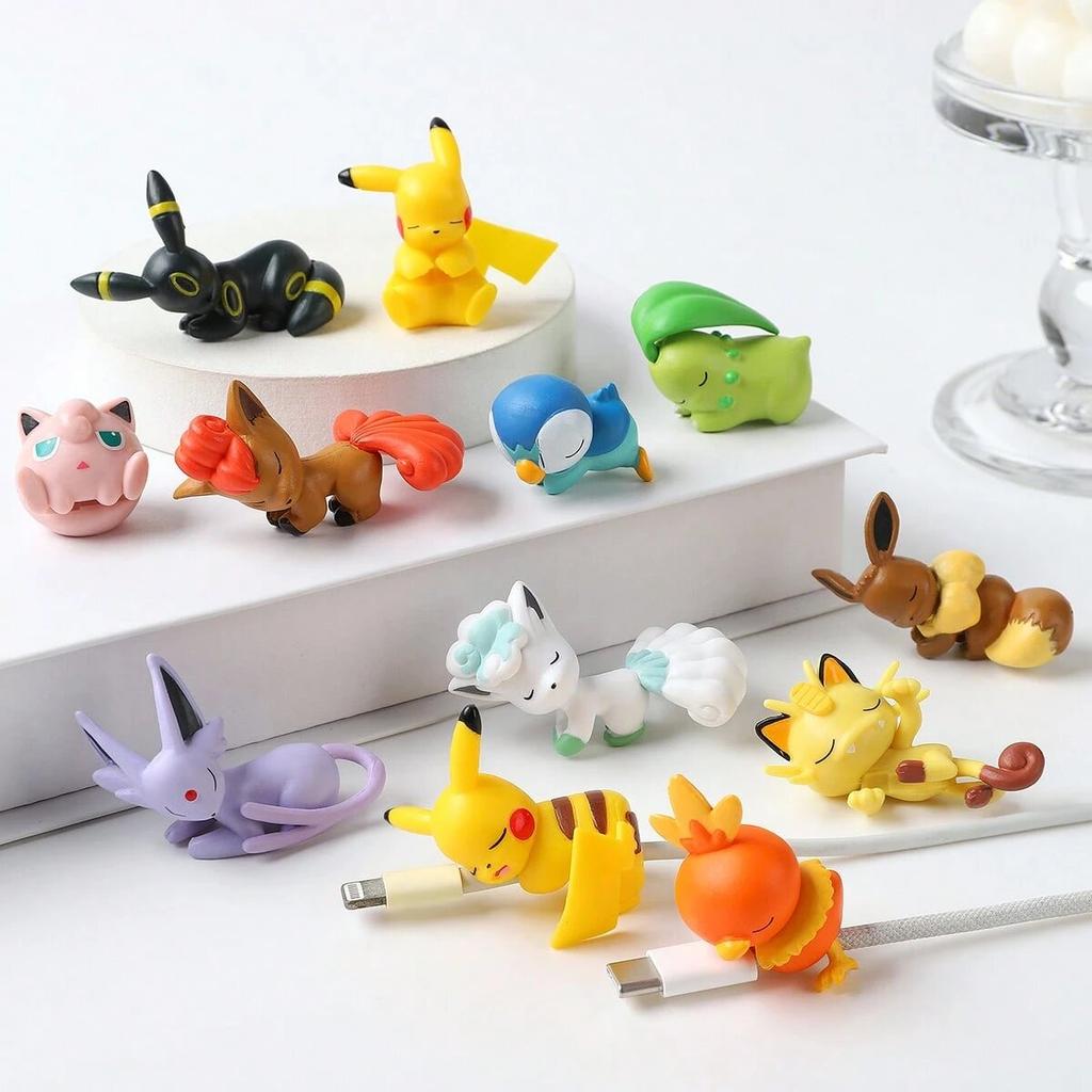 innovative Figure Data Cable Protective Case Pikachu Eevee Meowth Piplup Torchic Bite Cable Cover For USB Charging Cable