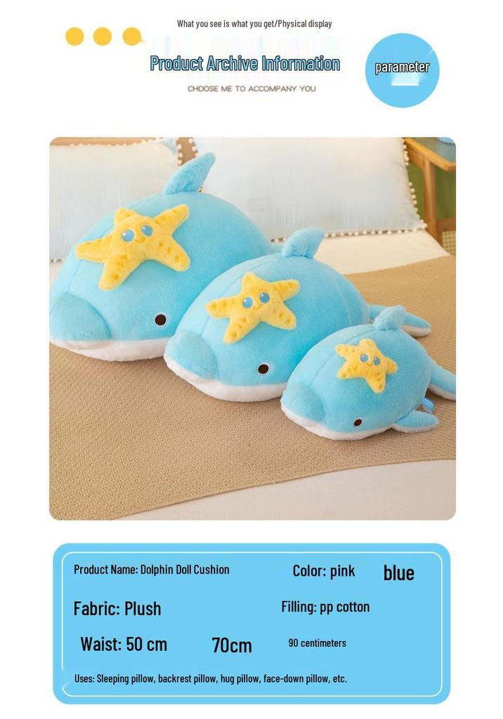 Cute Dolphin Plush Toy - Soft Marine Animal Pillow & Sleep Companion for Children