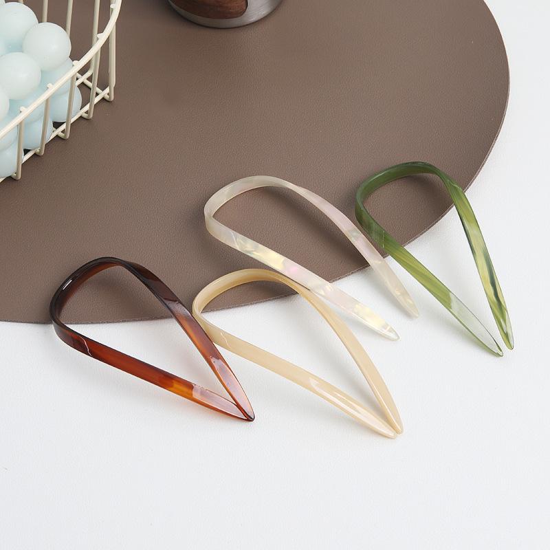 

2024 Niche U-Shaped Hairpin Bun Comb Hair Accessory абрикосовый/нефритовый