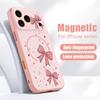 Różowy Nadruk Kokardek Etui Na iPhone 17 Pro Max Hybrydowe TPU+PC Magnetyczne Do Magsafe Matowe Pokrowiec Na iPhone 16 Pro Max 15 14 13