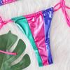 Splicing Halter High Leg Cut Strappy Two-Pieces Bikini Set Bikini Female Swimsuit Bathing Suit Women Swimwear Bather Swim