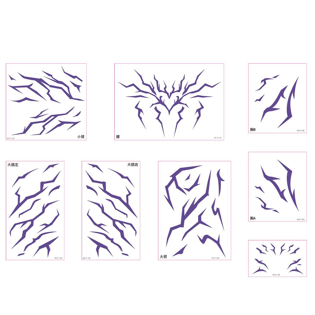 8 Sheets Anime Temporary Tattoos Face Tattoo Sticker Cosplay Tattoos Stickers Prop Halloween Cosplay Accessories