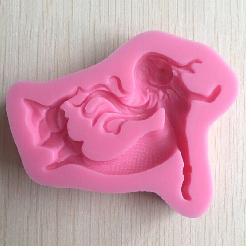 3D Beauty Mermaid Fairy Silicone Fondant Mould Cake Decor Chocolate Baking Mold