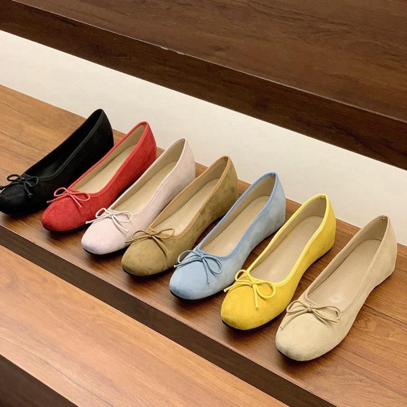 Inner height increase retro red single shoes women's shoes new spring pink ballet gentle shoes