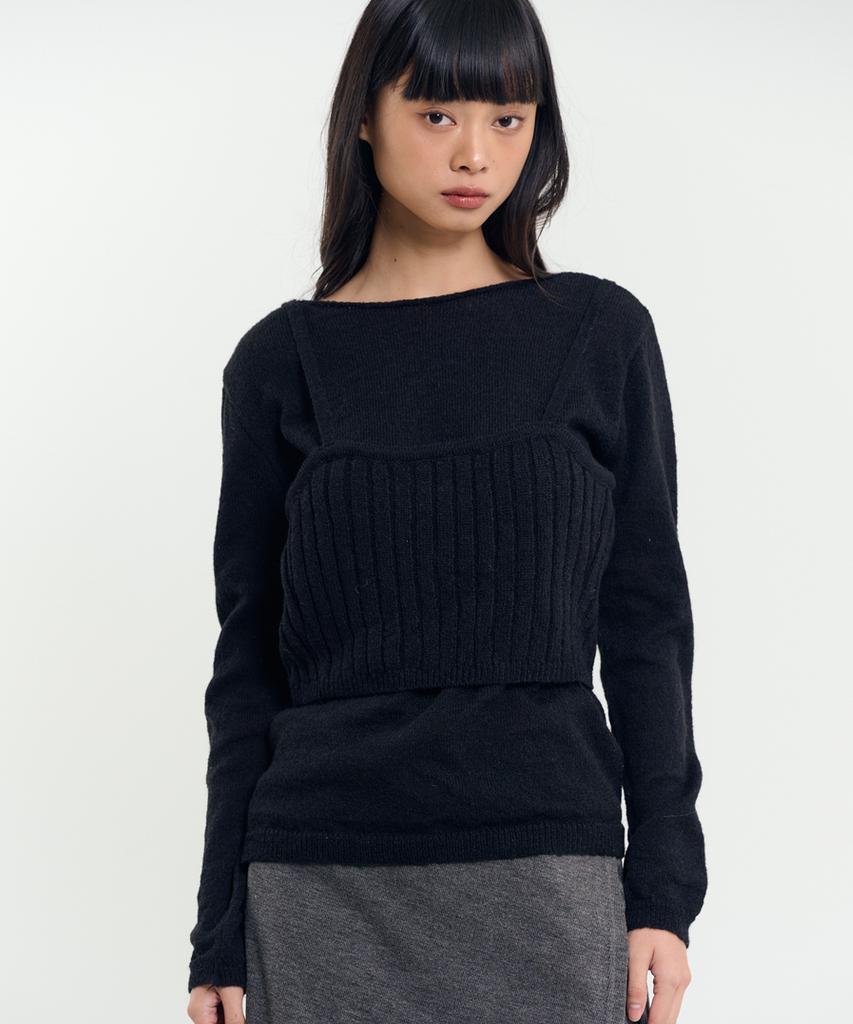RAVEROUS Bustier Knit Set Black