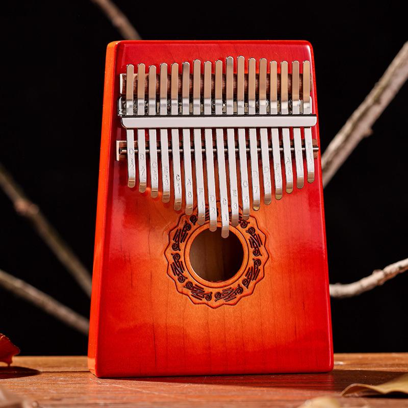Hluru Professional 17 Key Maple Gloss Finish Kalimba Gradient Thumb Piano Finger Piano Box Mbira For Beginner