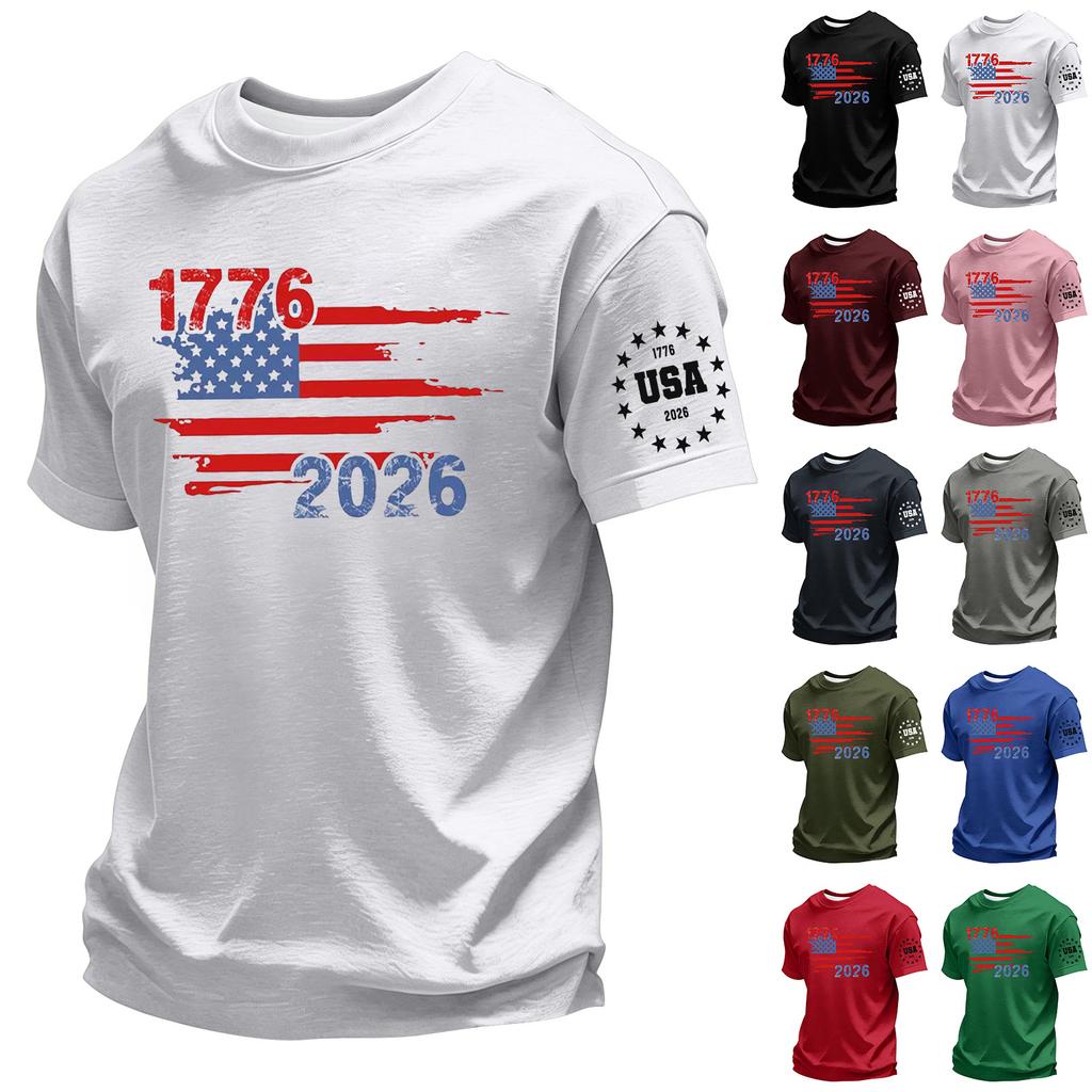 Men's Short Sleeve Crew Neck T-Shirt Casual Comfortable Fit Graphic Print 250th Anniversary Independence Day USA Design Summer Wear