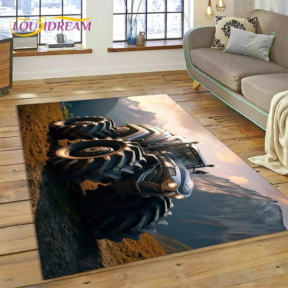 Retro Tractor Car 3D Truck Rug Carpet for Living Room Bedroom Home Decor,Floor Mat Non-slip Decoration for Sofa Doormat Kid Gift