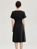 Elegant Slimming Pleated Short Sleeve Waist-Cinching Dress for Spring/Summer