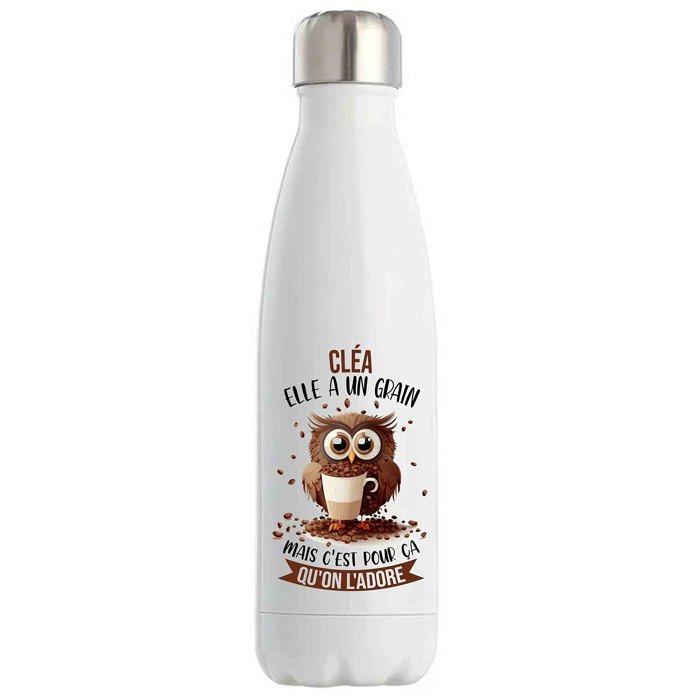 Bouteille Isotherme Clélia Chouette Café | Idée Gourde Cadeau Travail Métier Sport Collègue Femme Anniversaire Noël