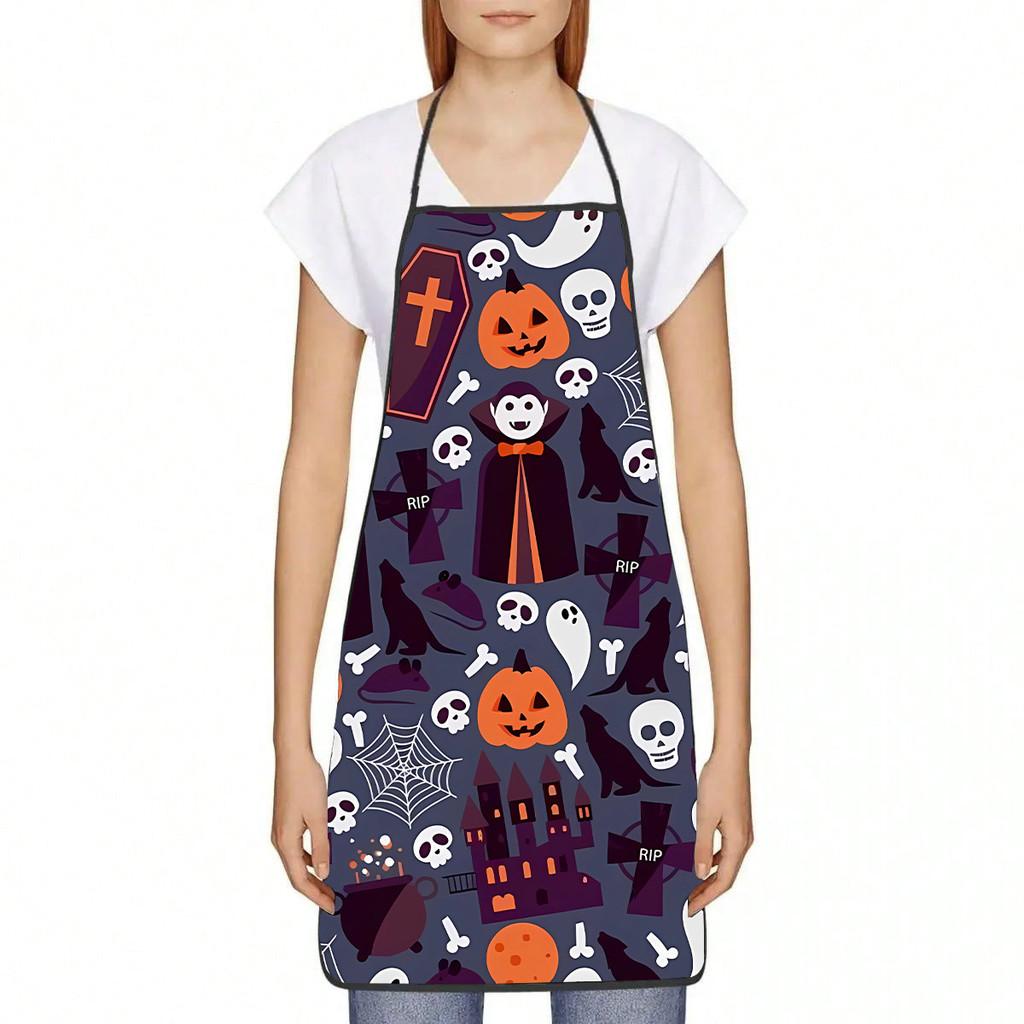 Halloween Ghost Pumpkin Waterproof Apron For Kids And Adults With Cartoon Design