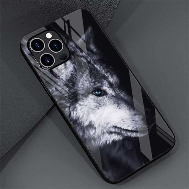 Wolf Tier Cool Tiger Glas Hülle Für Apple iPhone 13 Pro 11 14 12 7 8 Plus SE 2022 XR X XS Max 6 6S Gehärtete Handyhülle