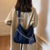 Large capacity bag women's simple winter new fashion shoulder messenger bag retro denim commuter shoulder tote bag