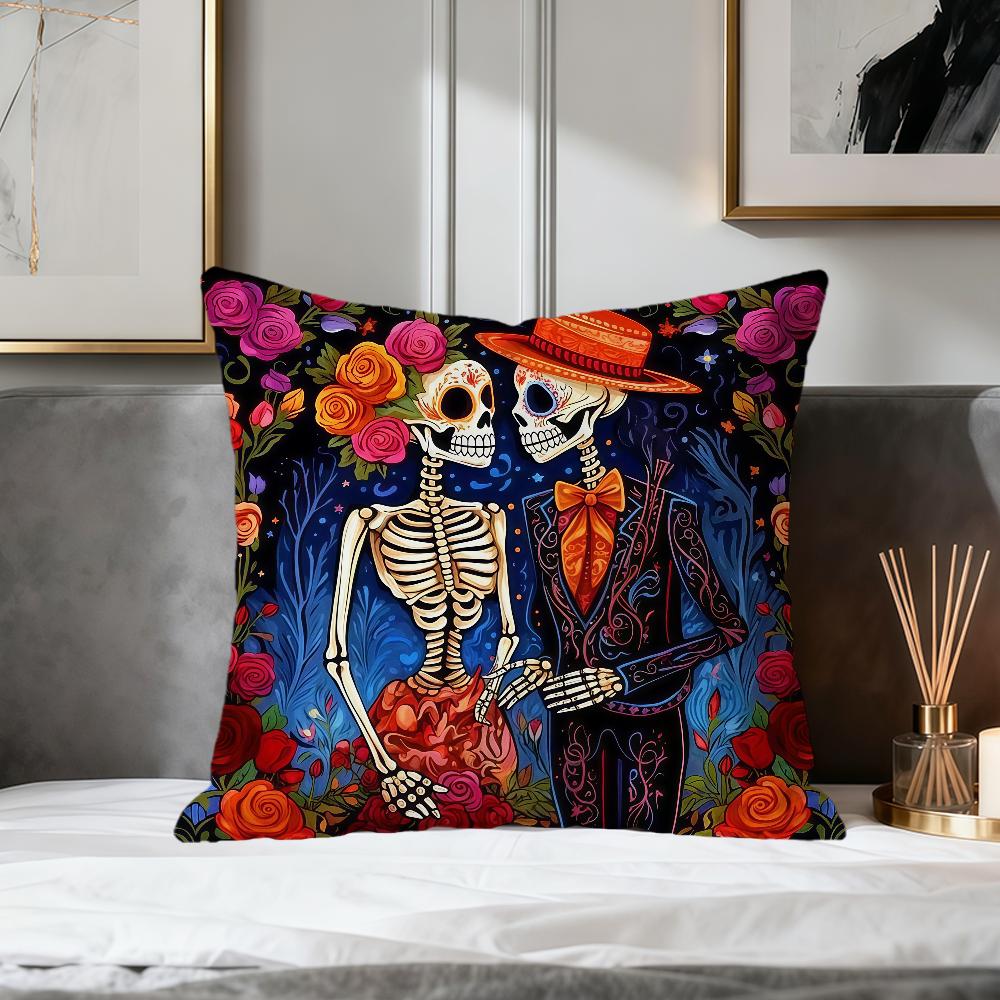 retro Sugar Skull Mexico Da de Muertos soft pillowcase Sofa Living Room Home Decor Protective Covers party hogar pillow cover
